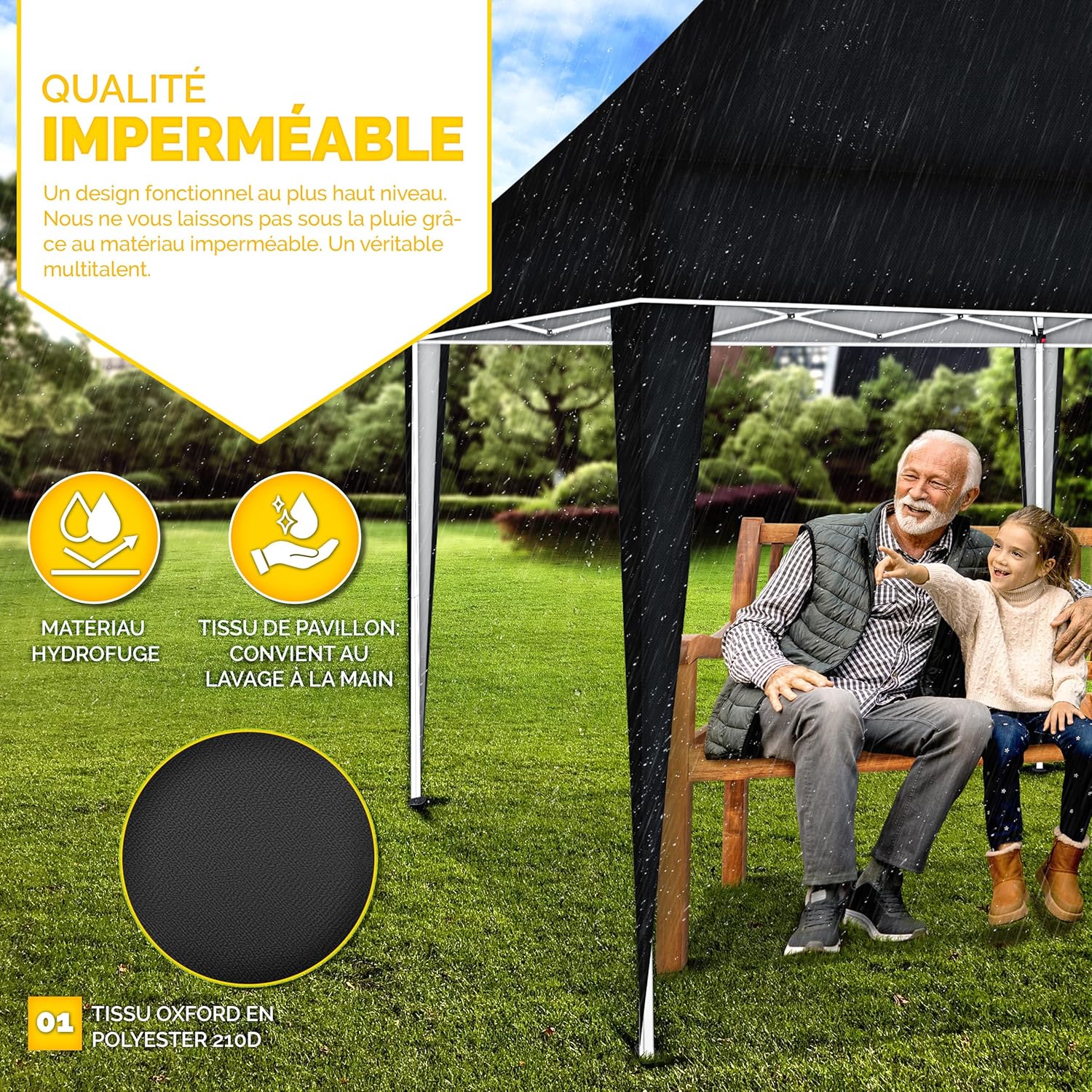 Tillvex - tonnelle pliable 3x6m, étanche, UV50+, sac inclus