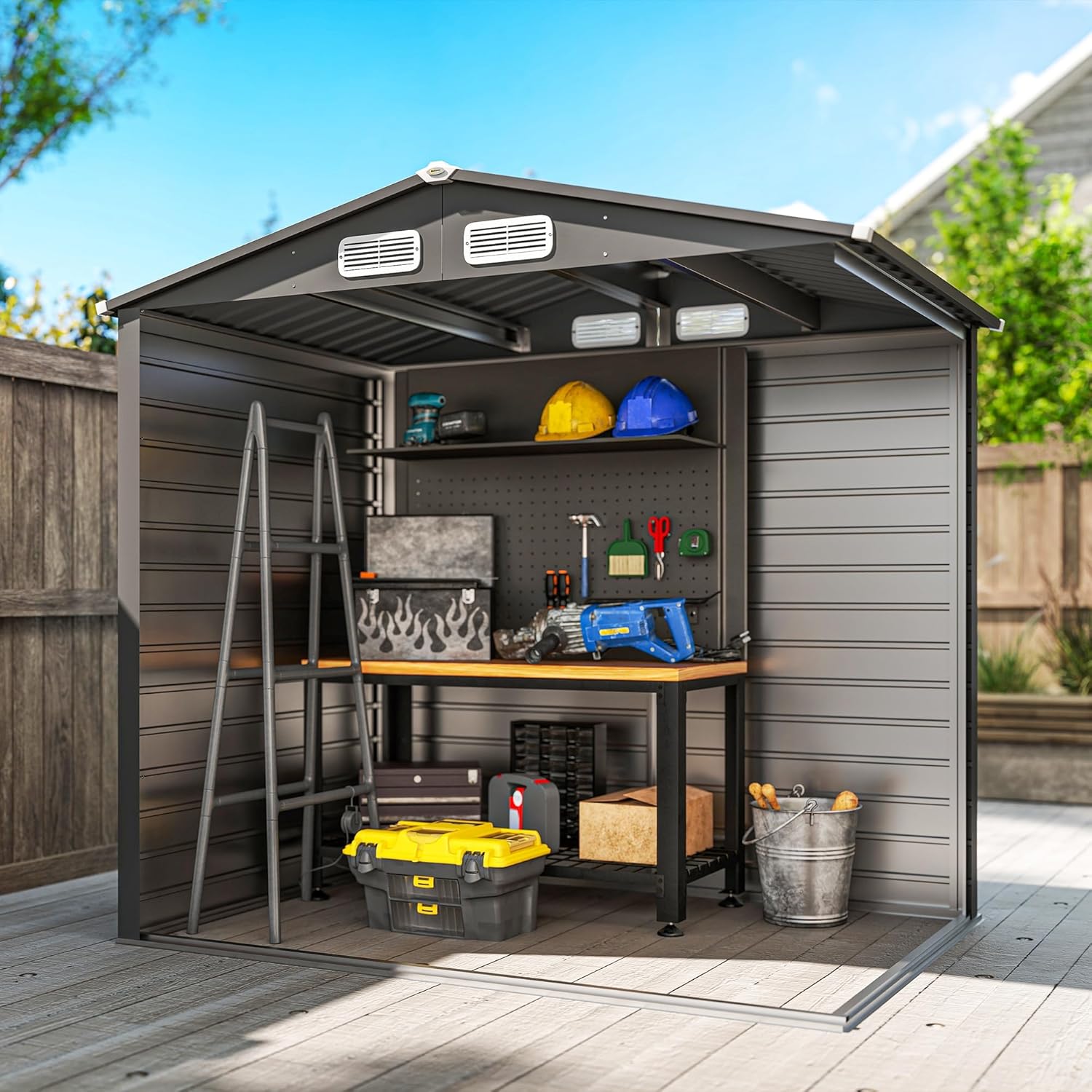 Abri de Jardin en métal 2,27 m², Structure en Acier galvanisé 