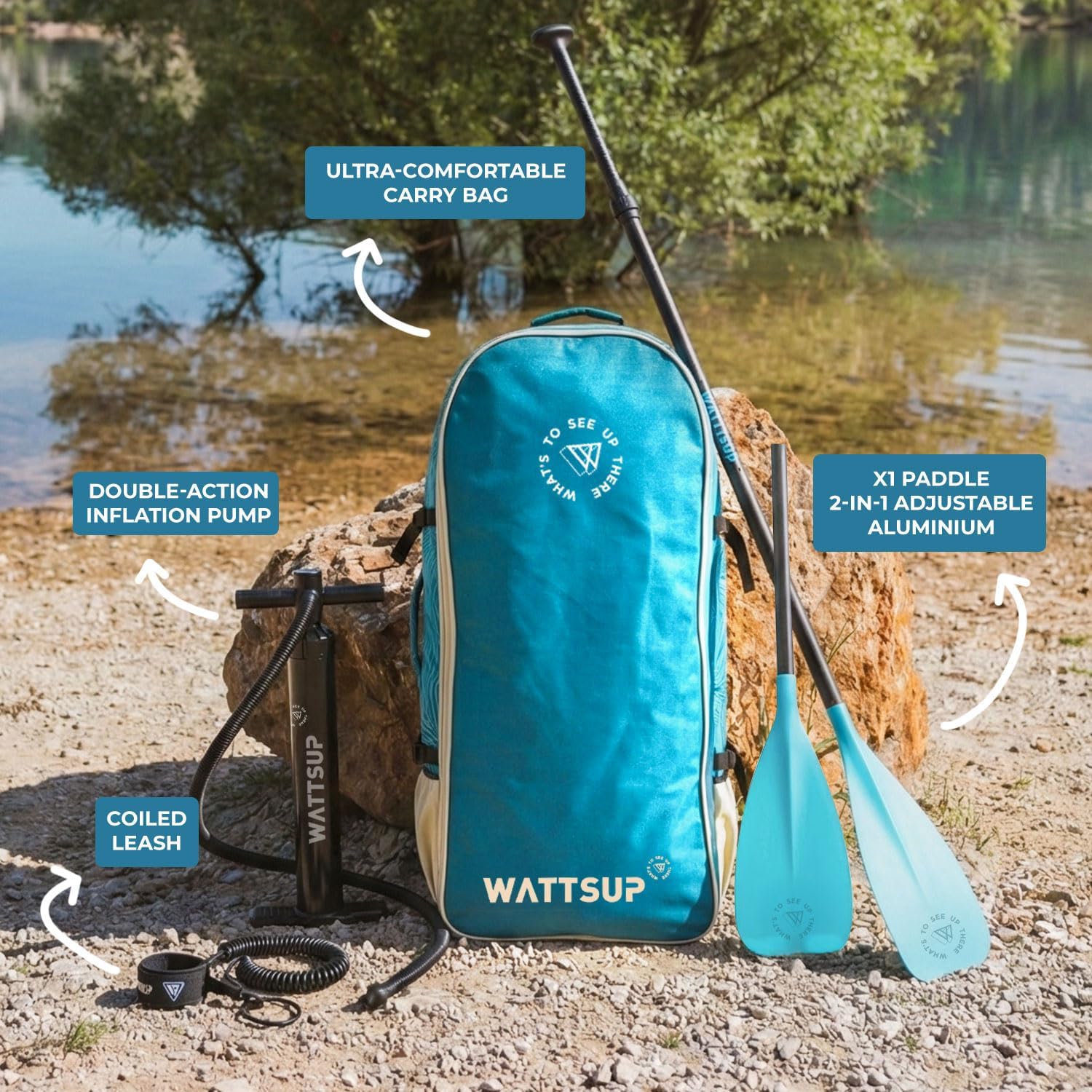 Wattsup - SUP Essentials Dropstitch - 320cm - pack complet paddle