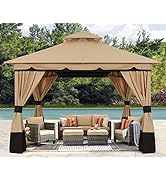 ABCCANOPY Tonnelle de jardin 2,5 x 2,5 cm avec double toit, pavillon étanche, stable, protection UV 50+, 4 Sei...