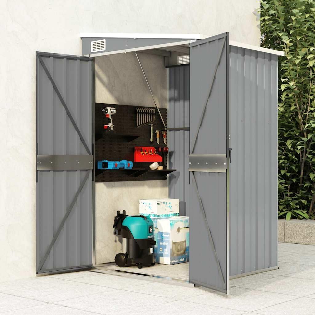 Solivagant Remise de Jardin Murale Gris 118x100x178 cm Acier galvanisé,(22.7 KG)