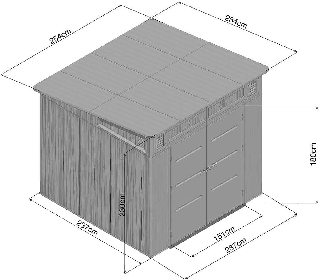 Vente-unique - Abri de jardin résine 6,5m², plancher, beige/gris, ép. 22mm, ANTEVA