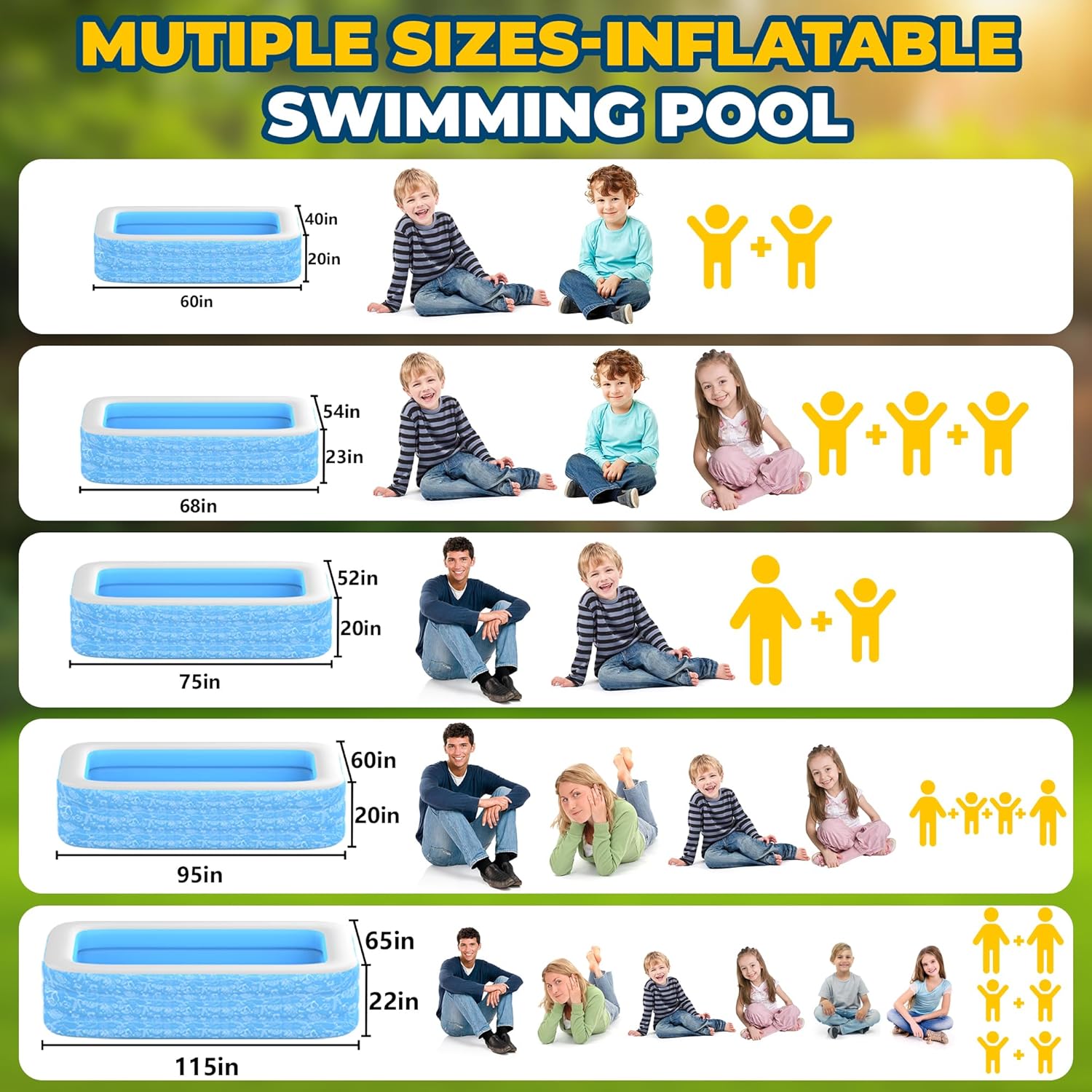CACSPS - Piscine gonflable famille 300x165x56cm, robuste, pour jardin CACSPS