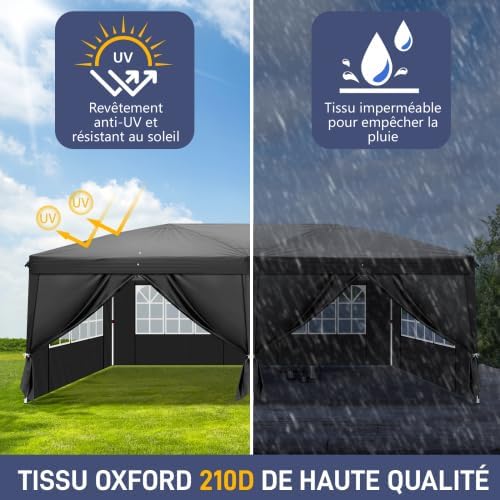 Bonnlo - Tonnelle pliante série jardin - 3x6m - imperméable, installation rapide, sac inclus.