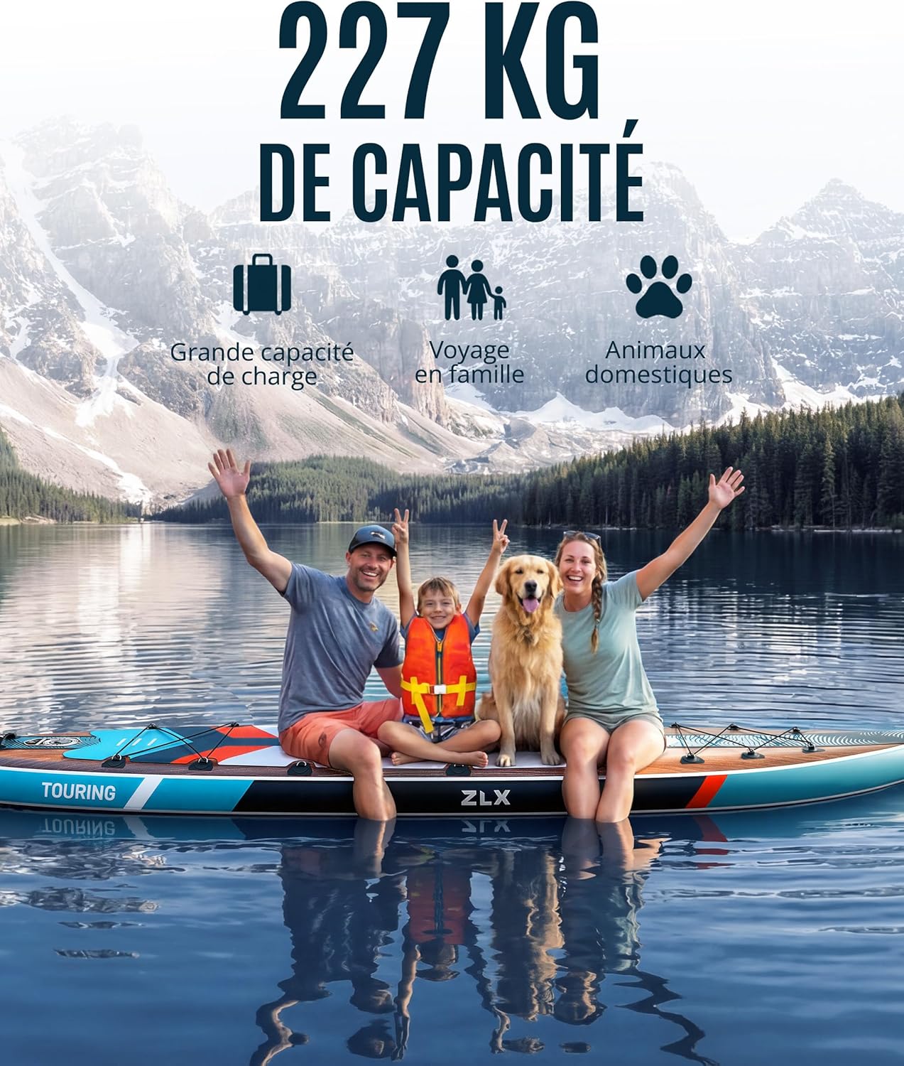 ZLX Planche de Paddle Gonflable Touring 350cm avec Siège Kayak | Sup Rapide et Stable Longue Distance, Charge 180kg, Stand Up Paddle Board Exploration