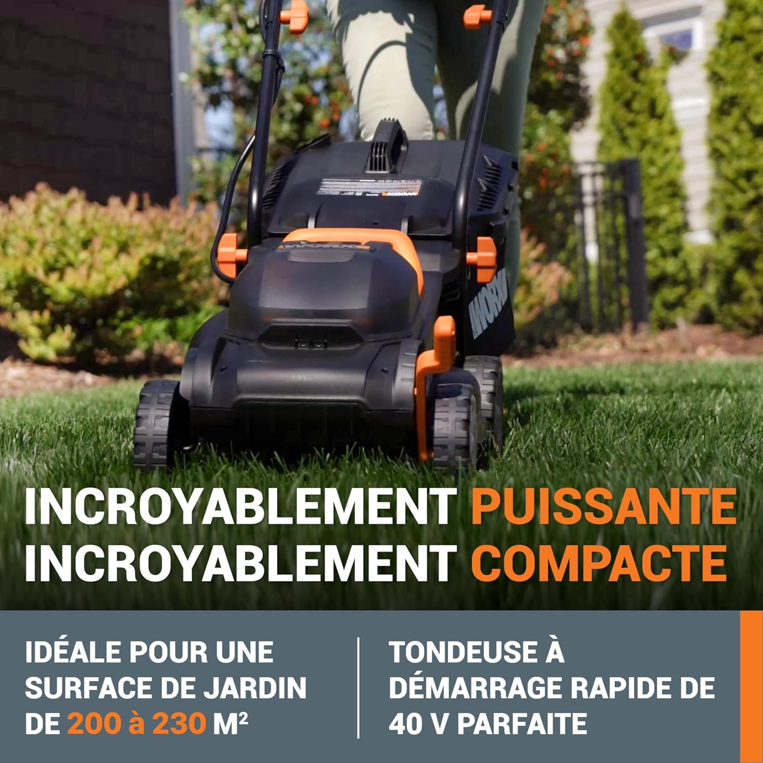 WORX - tondeuse sans fil 34 cm, 40V, 230m², 6 hauteurs, légère WG779E.1