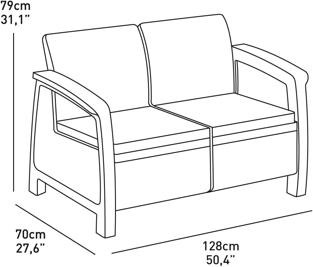 Keter - Corfu ensemble jardin 4 places, table, coussins, résine