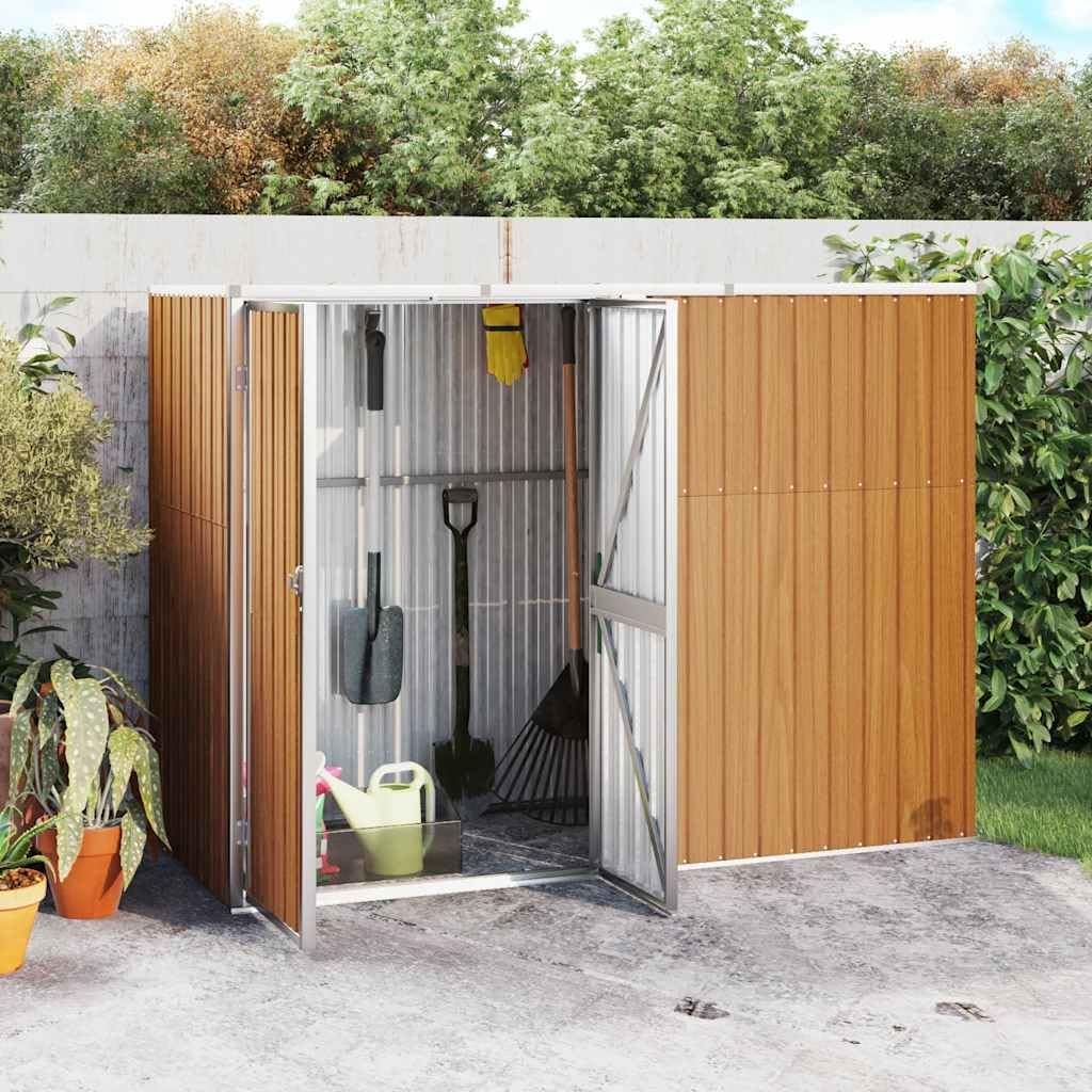 vidaXL Abri à Outils de Jardin Remise de Stockage Organisateur d'Outils Cabane de Rangement Extérieur Marron 225x89x161 cm Acier Galvanisé