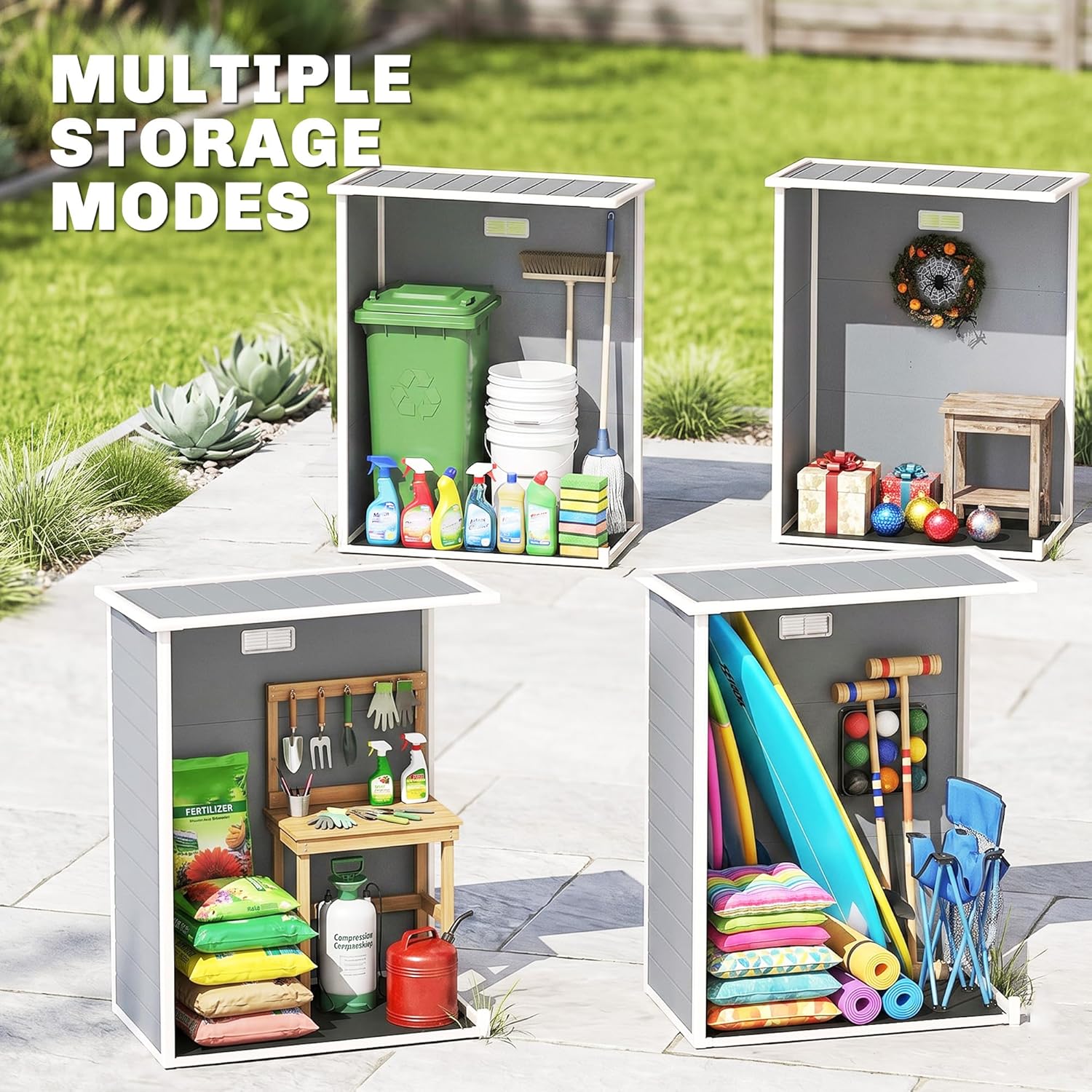 Abri de Jardin 1,14 m² - Porte verrouillable, aération et fenêtre - 151Lx92lx193H cm - Plastique, Gris - YJD1