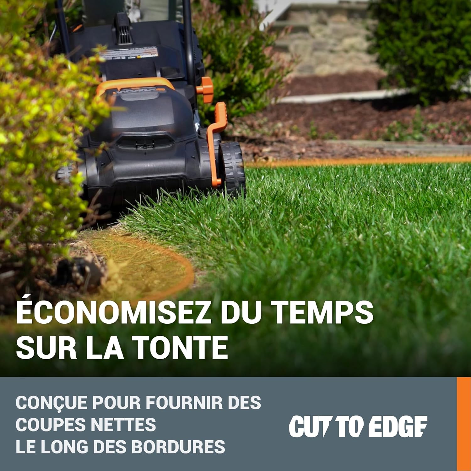 WORX - Tondeuse sans fil 40V, 34cm, 6 hauteurs, compacte, WG779E.1