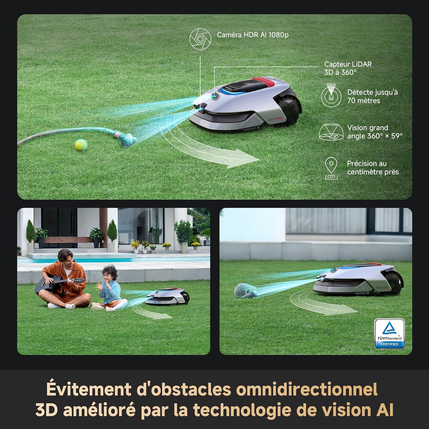 Dreame - A2 Série - 1200 m² - tondeuse robot sans fil, LiDAR 3D, EdgeMaster - DREAMEA21200