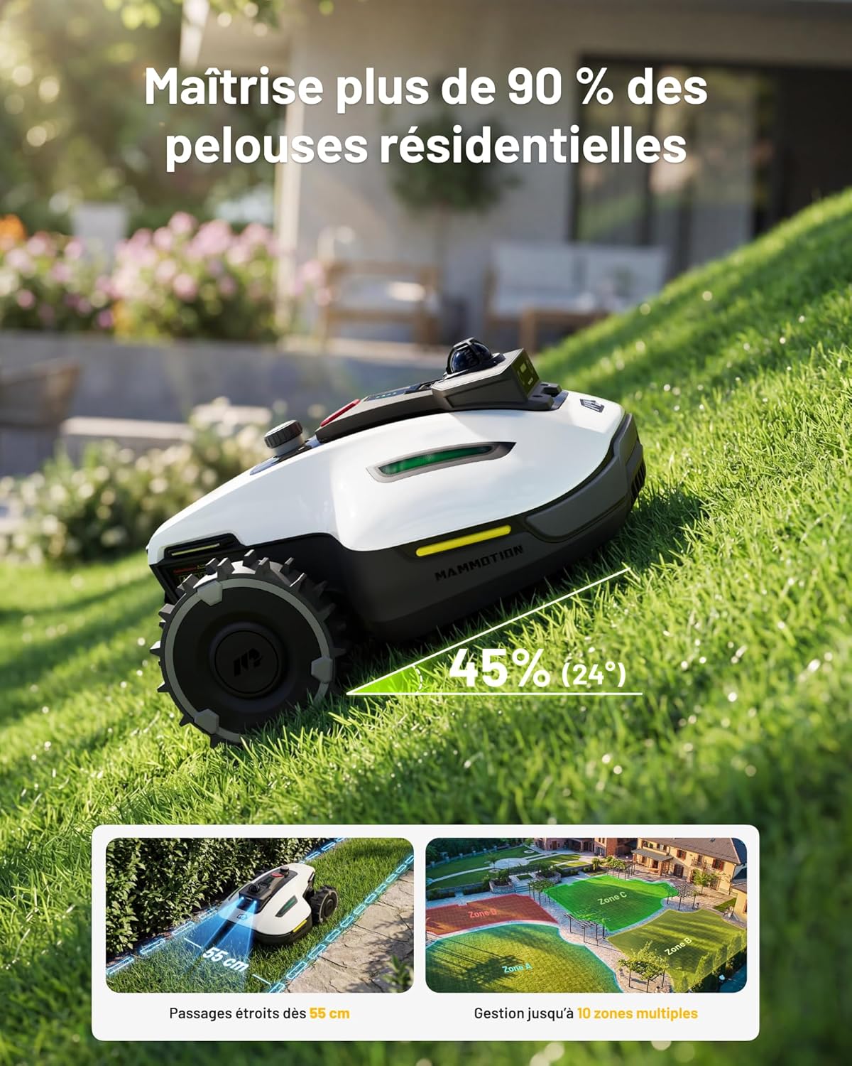 MAMMOTION - Yuka Mini série - jusqu'à 1000 m² - LiDAR, IA, détection 300 obstacles, mini garage - YUKA Mini 2 1000