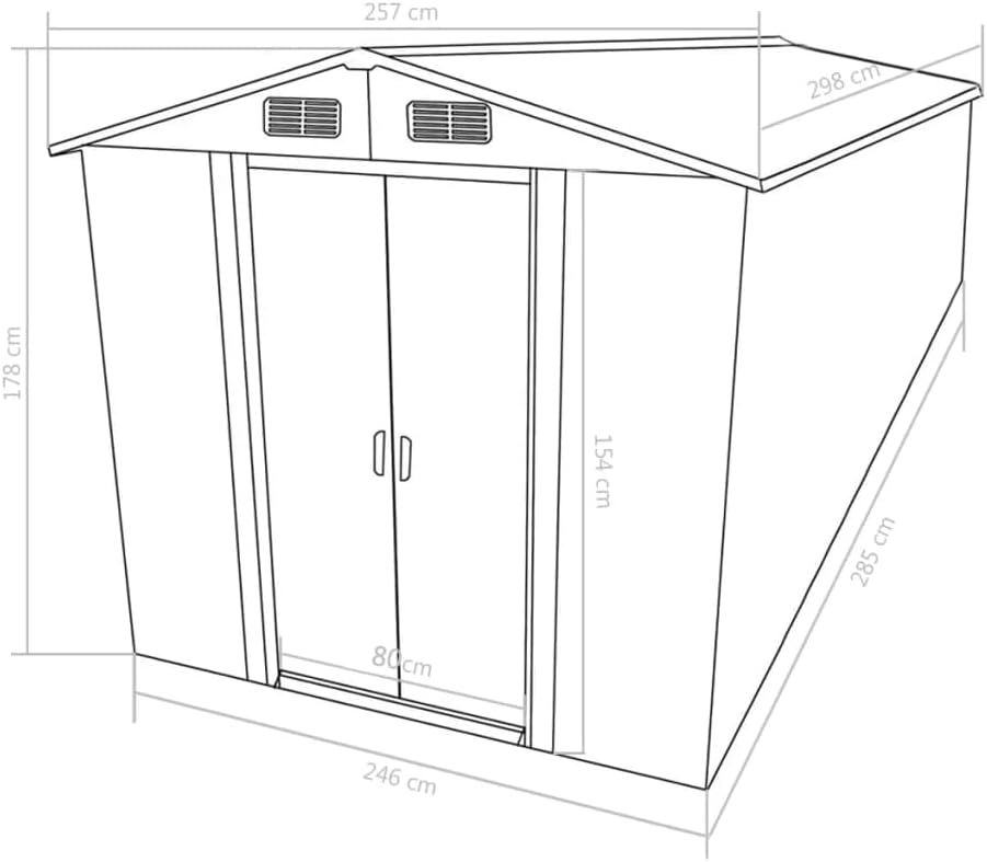 Générique Abri de Jardin 257x298x178 cm Métal Anthracite,Maison & Jardin, Pelouses & Jardins, Vie en extérieur, Structures extérieures, Cabanes & abris de Jardin, Anthracite (Poids 72.36KG)