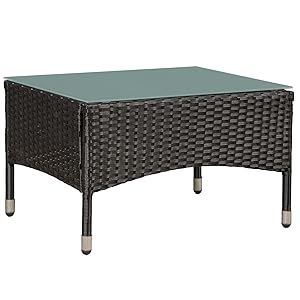 ArtLife Fort Myers Salon en polyrotin noir avec housses crème pour 4 personnes.