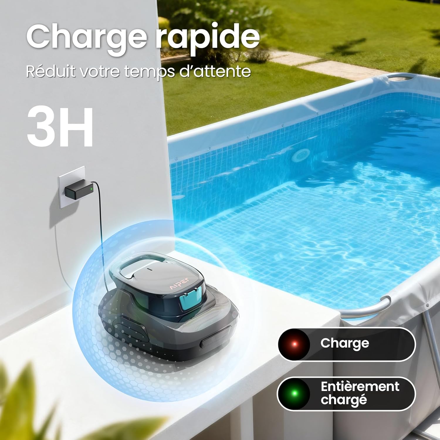 AIPER - Scuba SE - dimensions compactes - aspirateur piscine sans fil, autonomie 90min, auto-stationnement