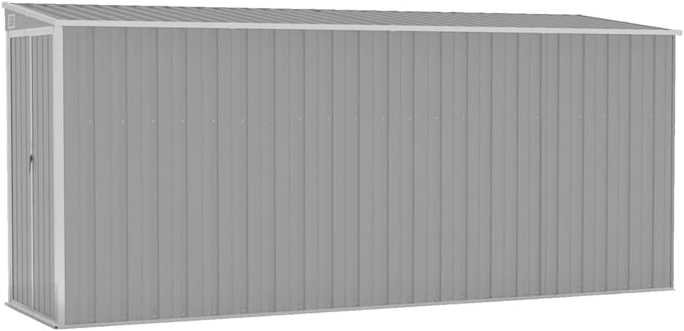 vidaXL - Abri de jardin mural - 118x382x178 cm - acier galvanisé, gris