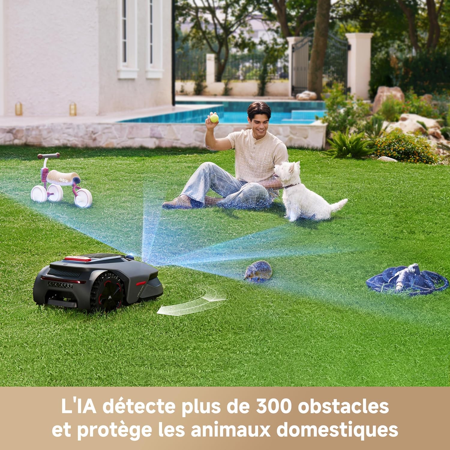 MOVA - LiDAX Ultra - Robot 800 m², IA LiDAR 3D, coupe 5 cm, toutes zones, sécurité animaux, tonte en U - Ultra800