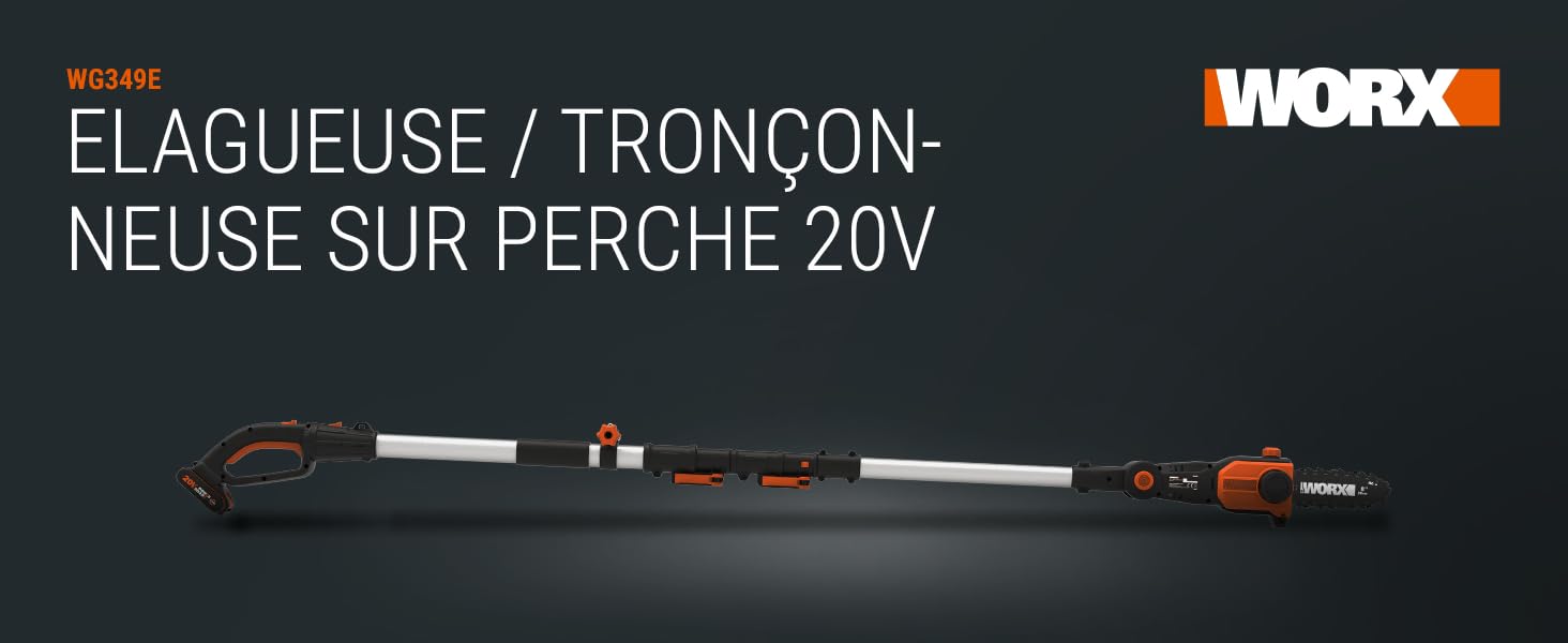 WG349E Elagueuse / tronçonneuse sur perche 20V