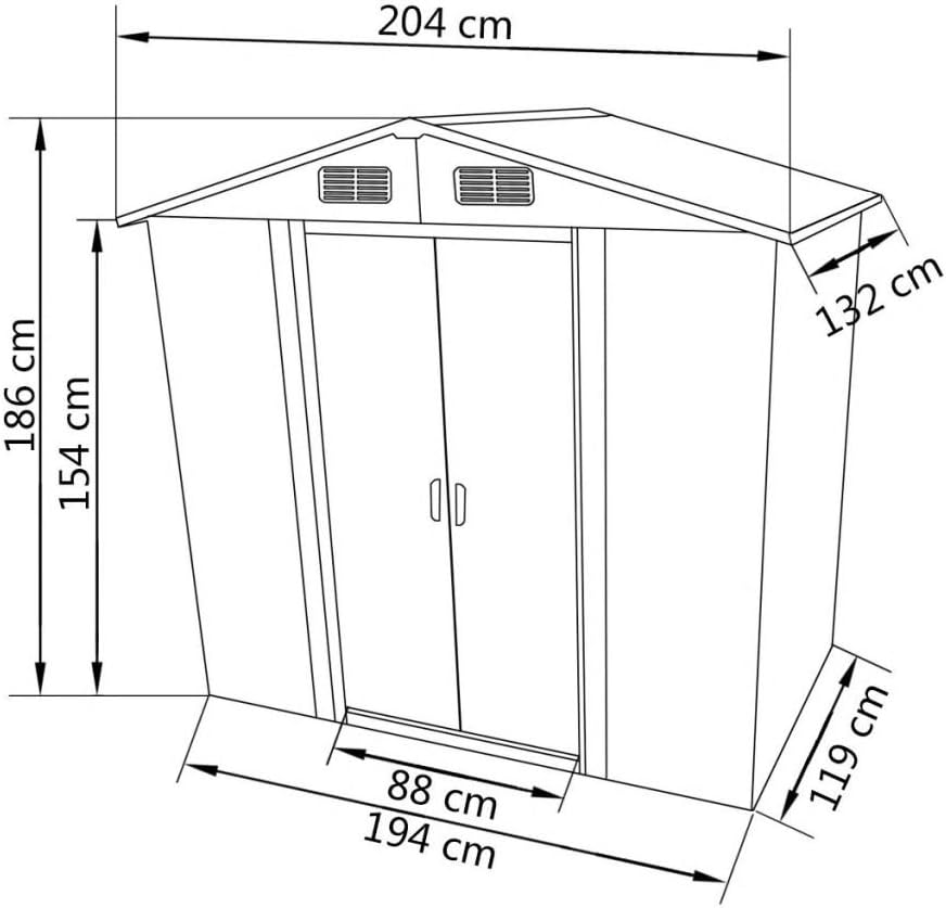 ShGaxin - abri de jardin métal - 204x132x186 cm - extérieur, vert