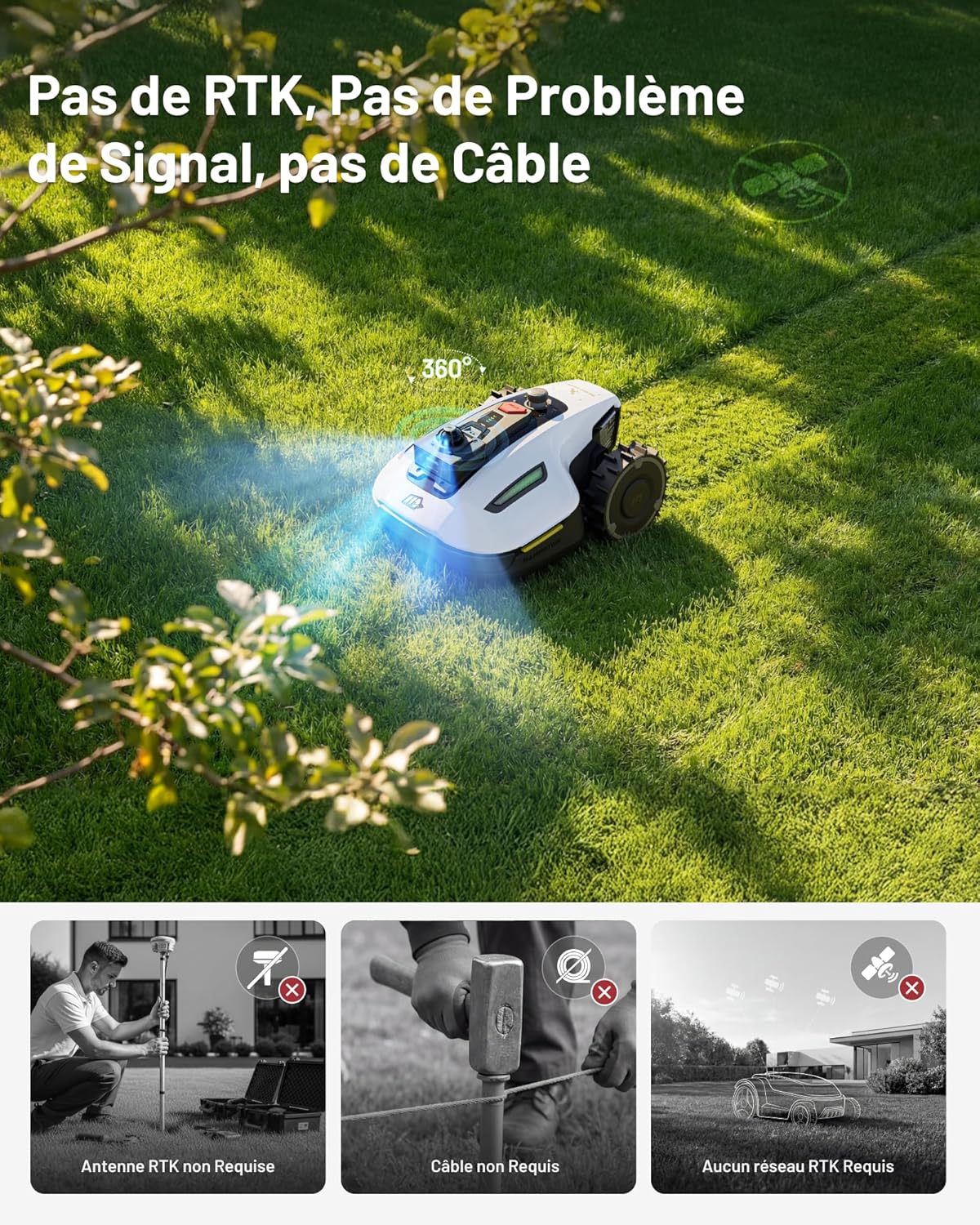 Mammotion - Yuka Mini 2 - robot tondeuse LiDAR, garage, IA, 800
