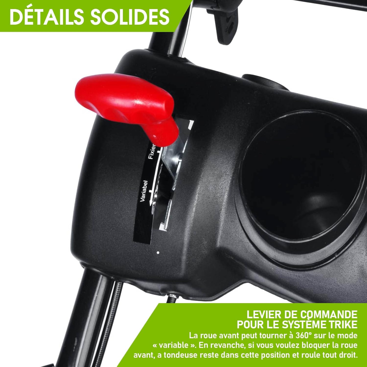 BRAST tondeuse thermique 3 roues TRIKE SPEED 224cc 53cm autotractée vitesse d'entraînement triple réglable mulching 4en1 capot en tôle en acier 60l - tondeuse tractée moteur 4 temps reglable