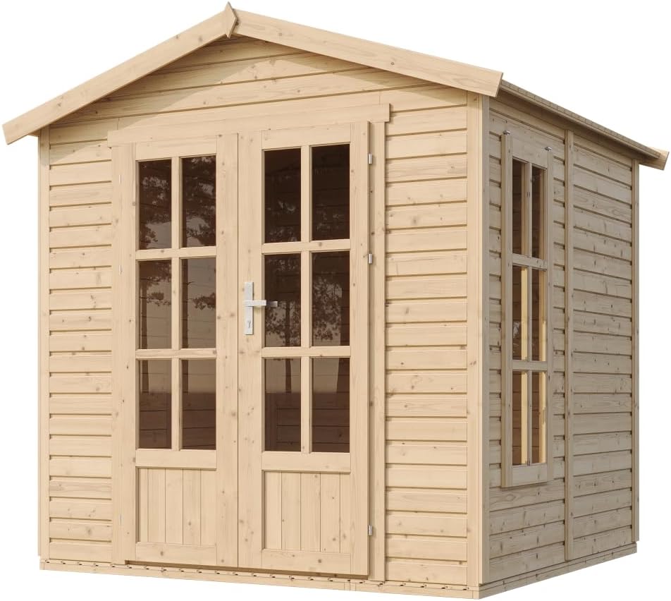 TIMBELA - cabane en bois M351FB - 233x222x233 cm - plancher, bardeaux bitumeux, usage polyvalent