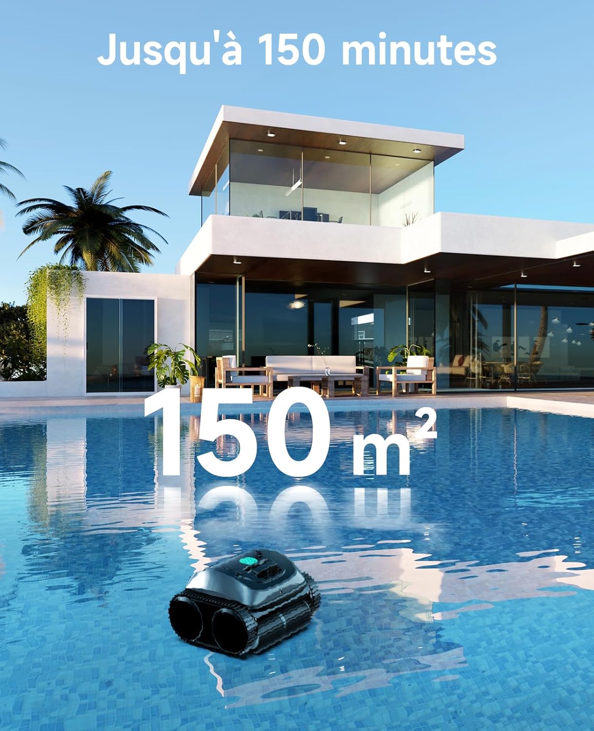 WYBOT C1 Robot Piscine Fond et Parois 150 Min Aspirateur Piscine avec Planification Intelligente des itinéraires, Nettoyage entièrement Automatique du Sol, 150m² Nettoyage Rapide(Vert Gris)