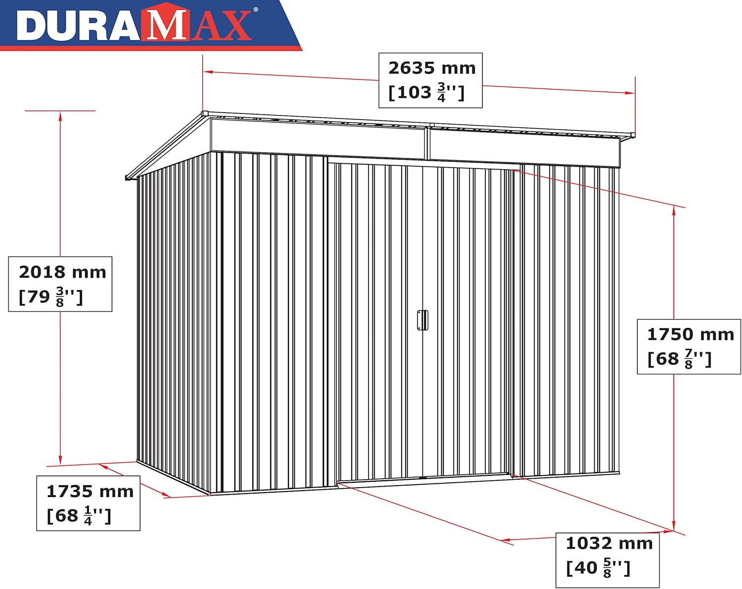 Duramax TOP Pent Roof Skylight 8 x 6 (4.37 m²) Abri de jardin en métal, fabriqué en acier galvanisé, structure de toit renforcée, lucarne intégrée pour la lumière du soleil, Grain de bois