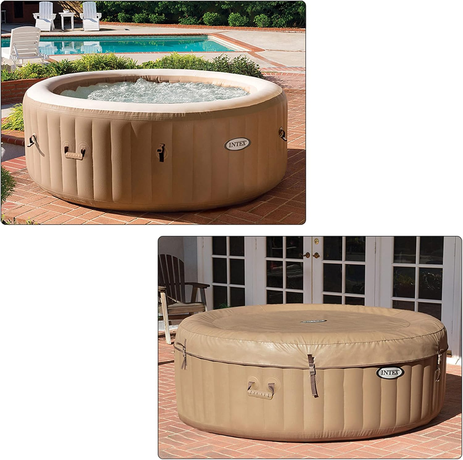 Intex - Pure Spa Sahara 4 places - rond, 795L, 120 bulles, LED ambiance