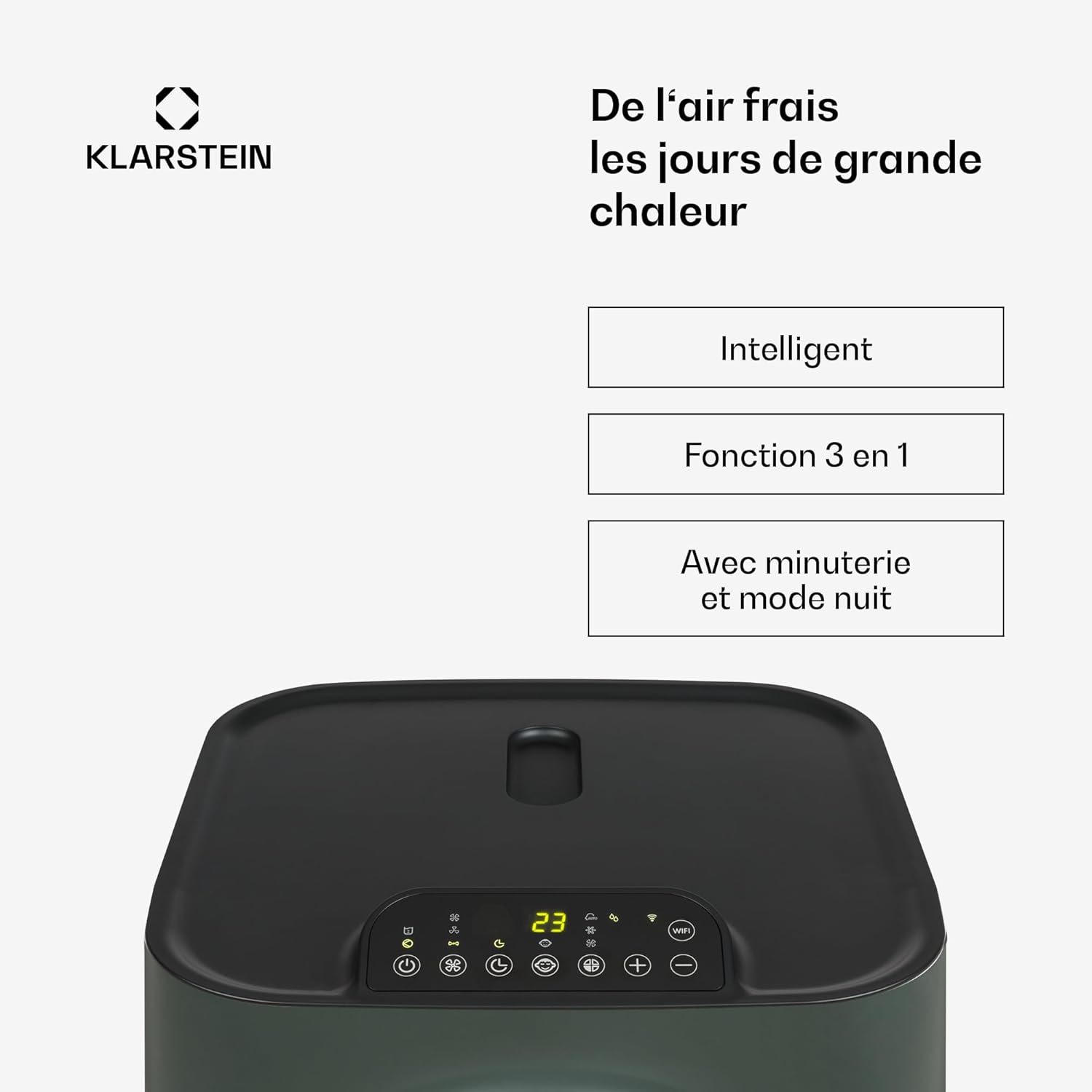 Klarstein Kraftwerk Smart 10K Climatiseur Mobile - 10,000 BTU, 29-49 m², Silencieux 50 dB, App & Alexa, Déshumidificateur 23 l/h, Ventilateur 440 m³/h, Télécommande, Kit Fenêtre Inclus, Anthracite