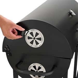 DEWINNER - Grill XXL - acier carbone, couvercle, thermomètre, rôtissoire