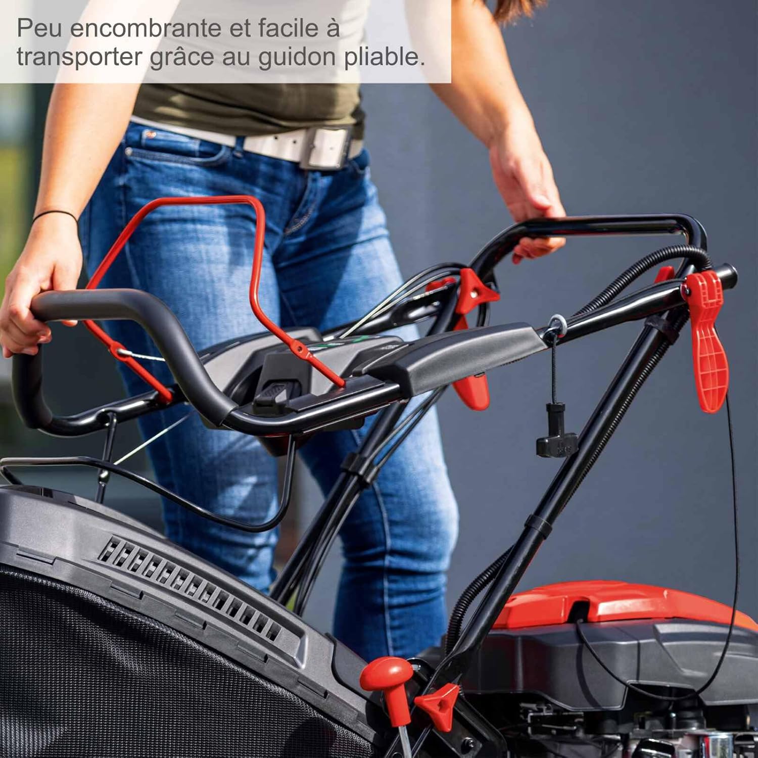 Scheppach Tondeuse à Gazon Hybride MS225-56E – Tondeuse à Essence – Moteur à Essence 4 Temps de 6 CV / 4,4 KW – 224 cm³ – Largeur de Coupe 56 cm – Démarrage électrique – Batterie + Chargeur Inclus