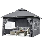 ABCCANOPY Tonnelle de jardin haut de gamme 3 x 3 m résistante à l'hiver avec 4 panneaux latéraux et fenêtres, pour extérieur, par...