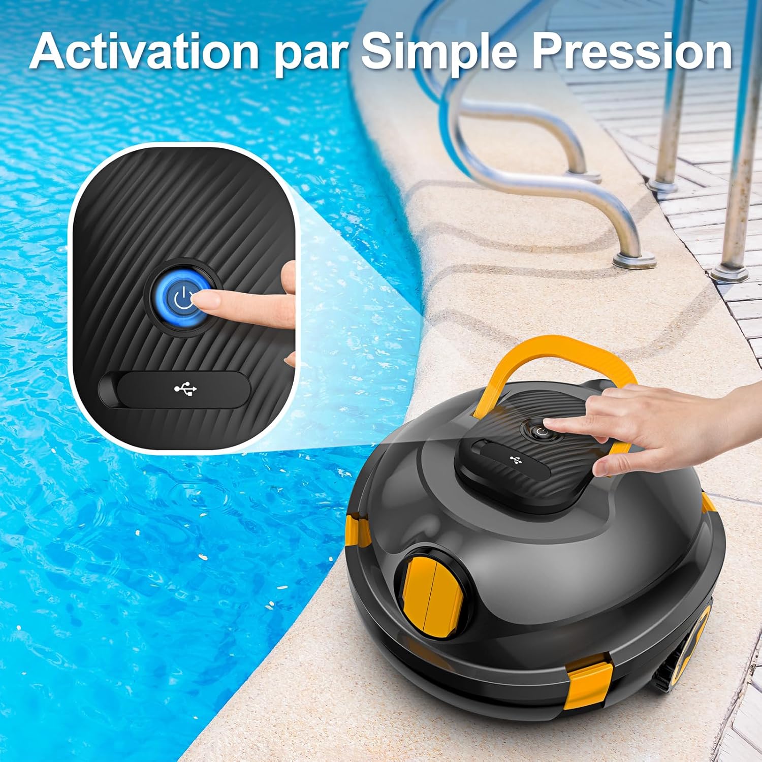 MEDOXA - Robot de piscine sans fil - 120 min autonomie, 110㎡, stationnement auto, léger et puissant