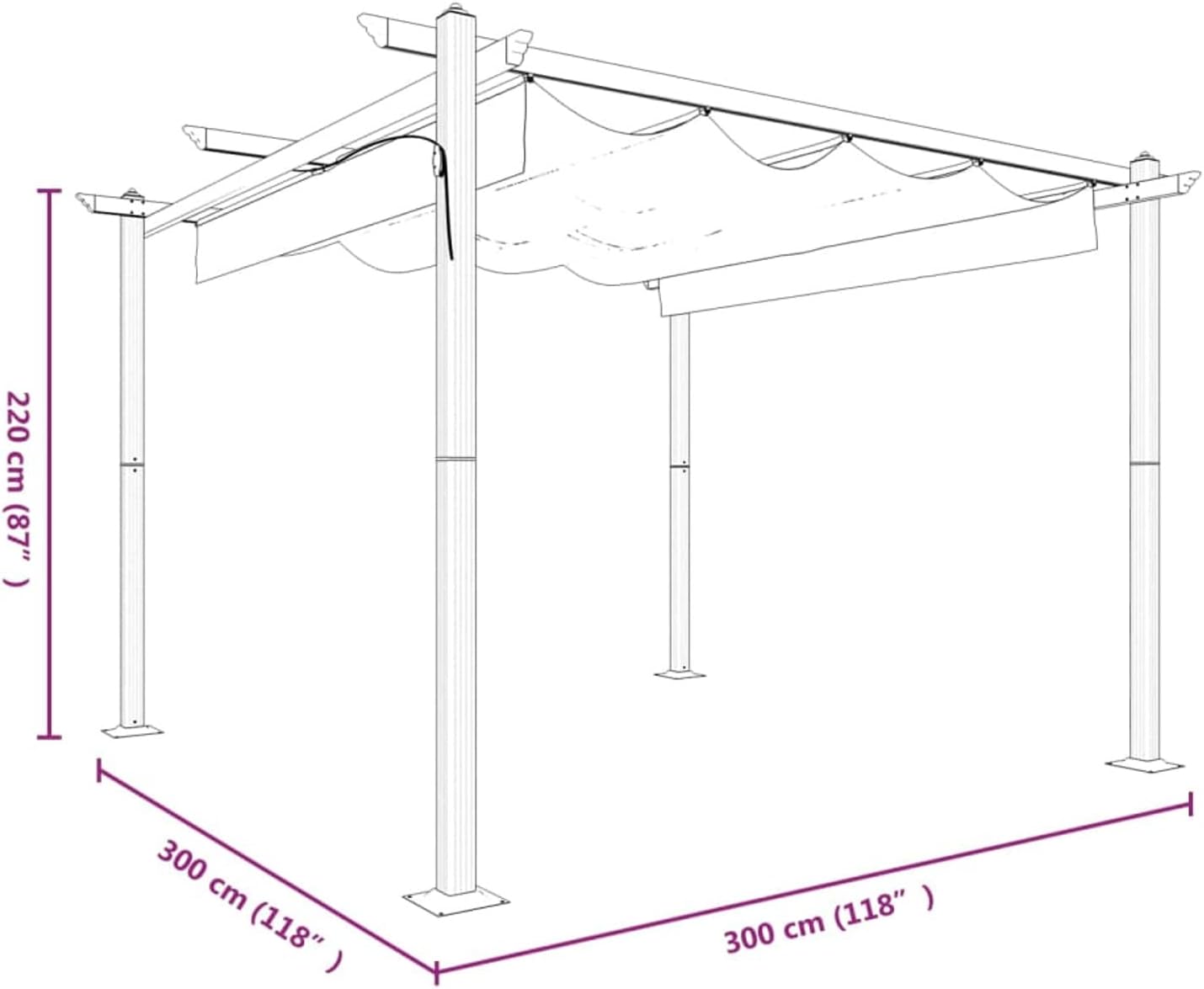 Homgoday - pergola extensible, toit ouvrant, 3x3m, protection UV - Anthracite