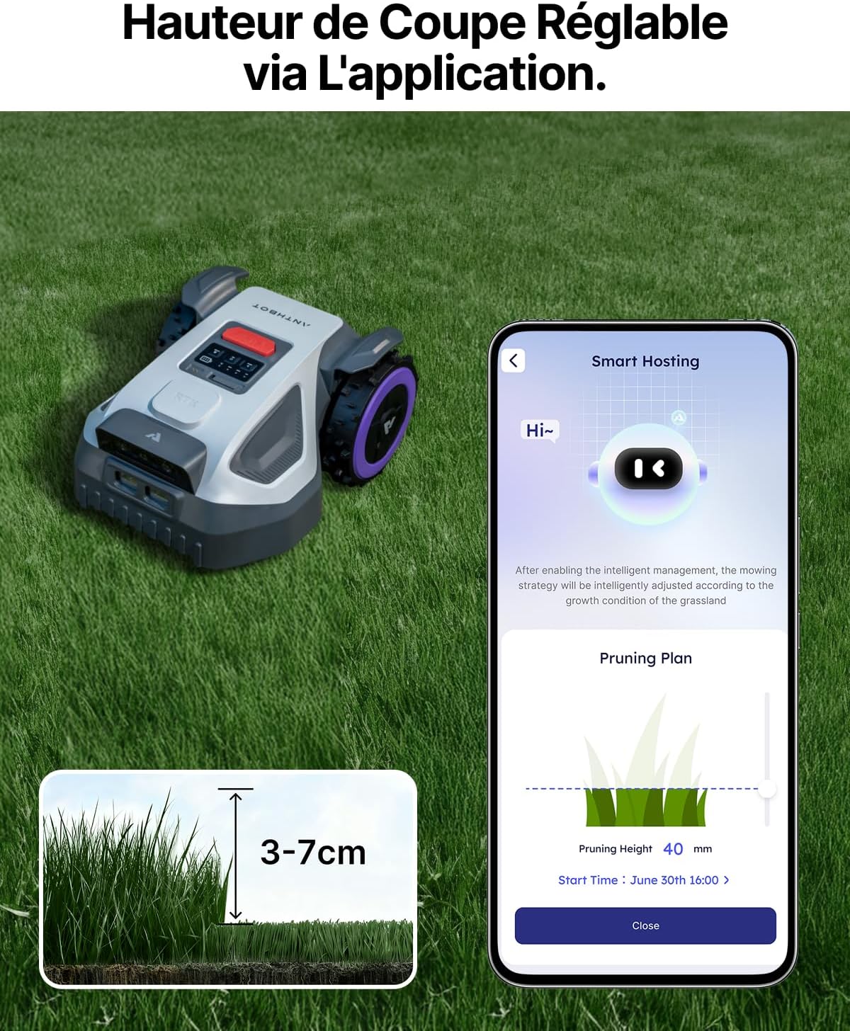 Anthbot - Tondeuse robot M5 - 700 m² - RTK+Vision, planification intelligente, gestion multi-zones, réglage hauteur, M5