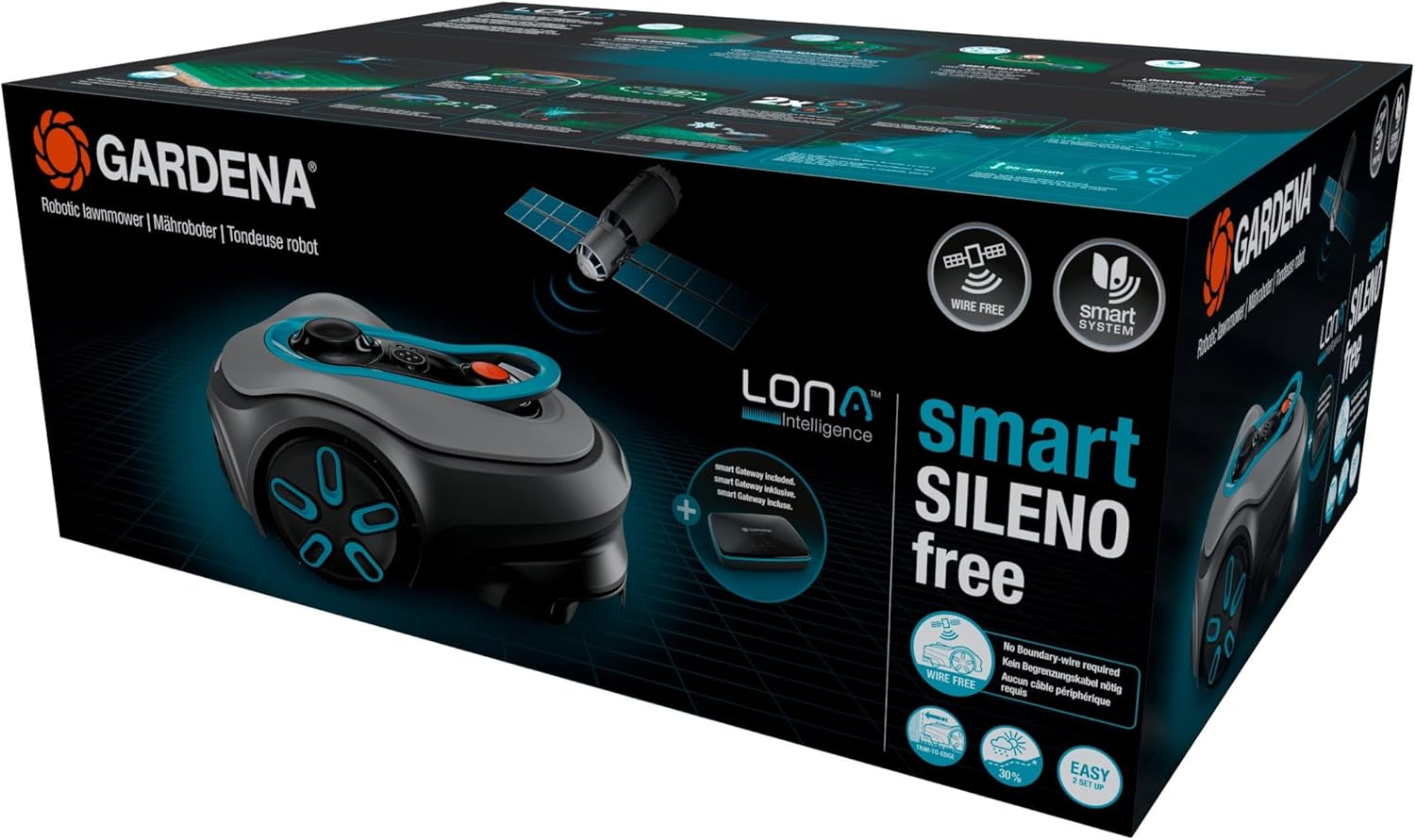 Gardena - Smart SILENO Free Set - 600 m² - robot tondeuse silencieux, Lona Intelligence, sans fil périphérique 19921-26