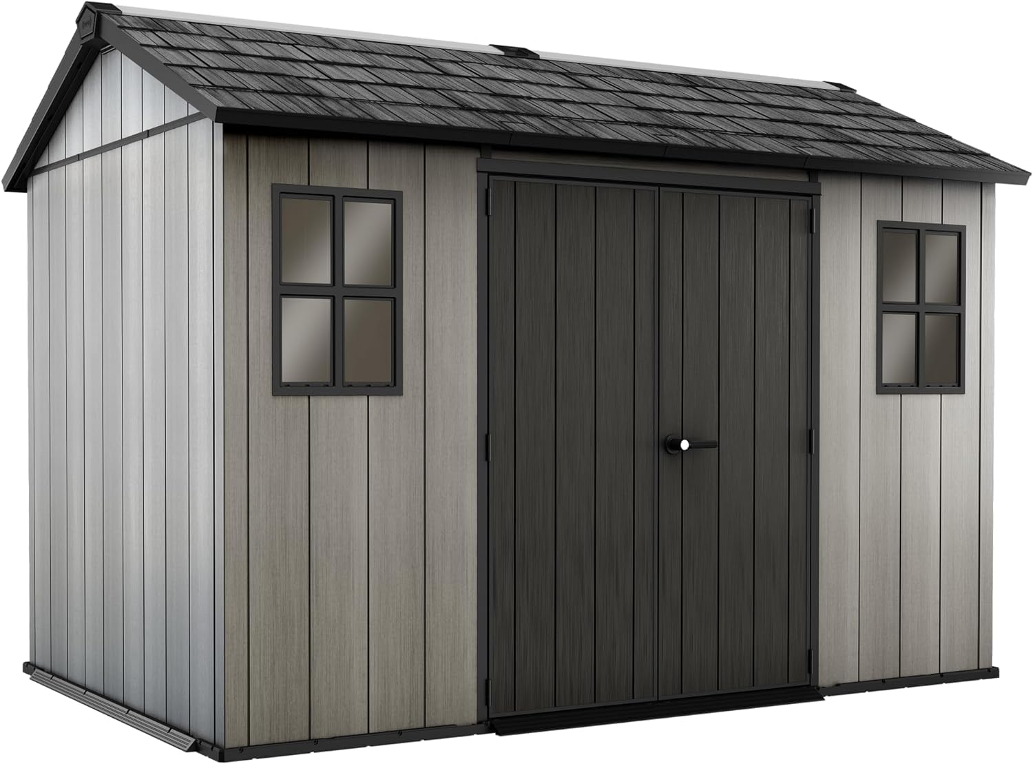 Abri Oakland - 7,2m² - Résine gris, double porte