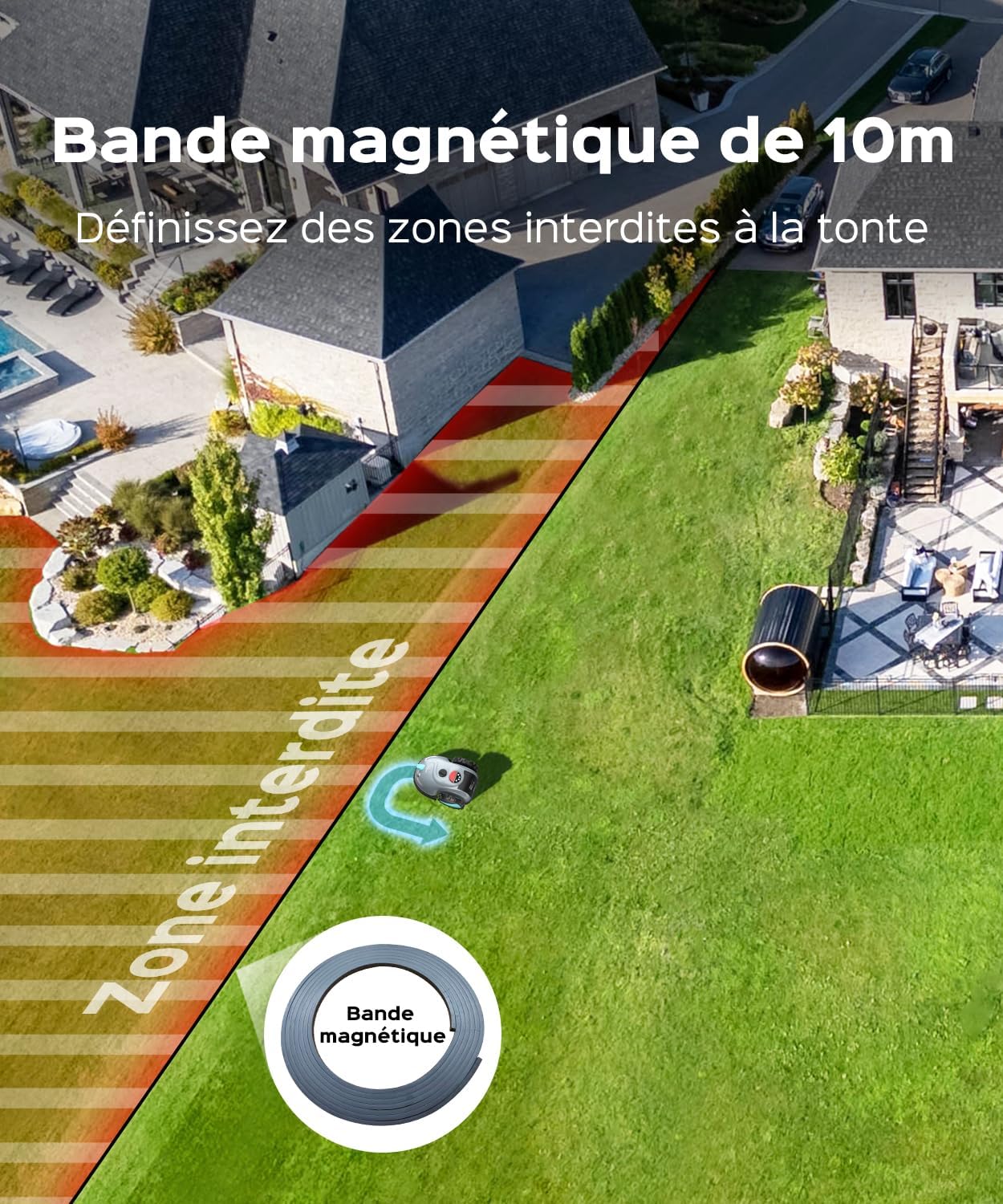YARDCARE - robot tondeuse sans fil, navigation visuelle, coupe spiralée - V100