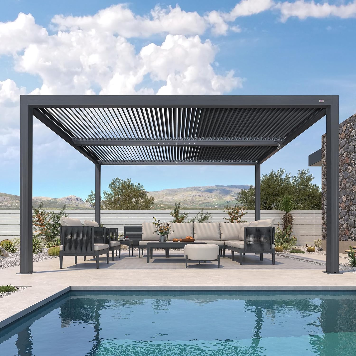PURPLE LEAF - pergola bioclimatique - 4,6x3,3 m - lames orientables, aluminium