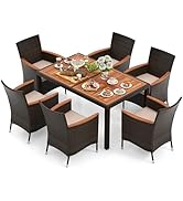 Giantex Salon de jardin en rotin, 6 chaises avec table, meubles de salon en rotin, etc.