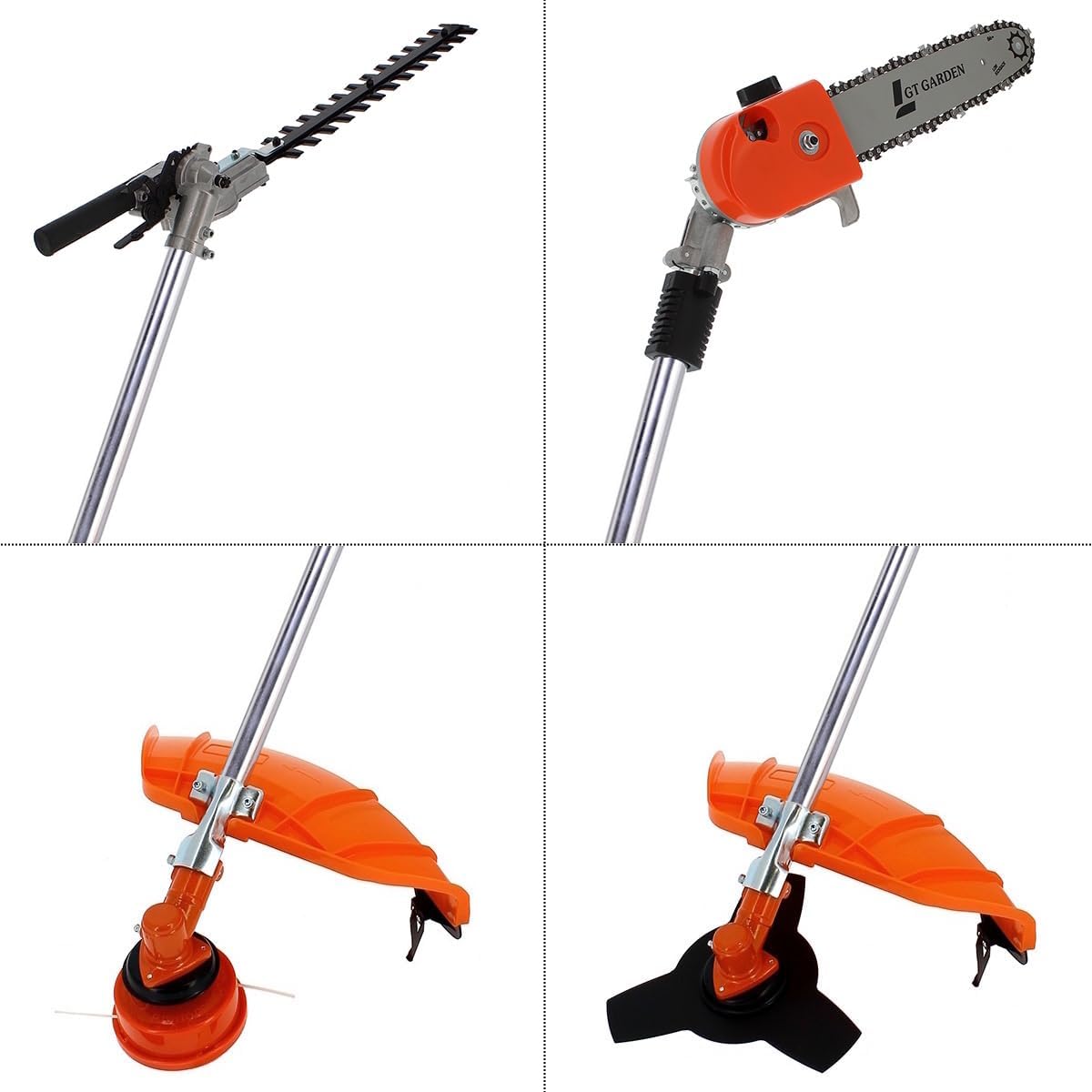 GT Garden - outil multifonction thermique 4 en 1 - 52cc - tronçonneuse, débroussailleuse, taille-haies