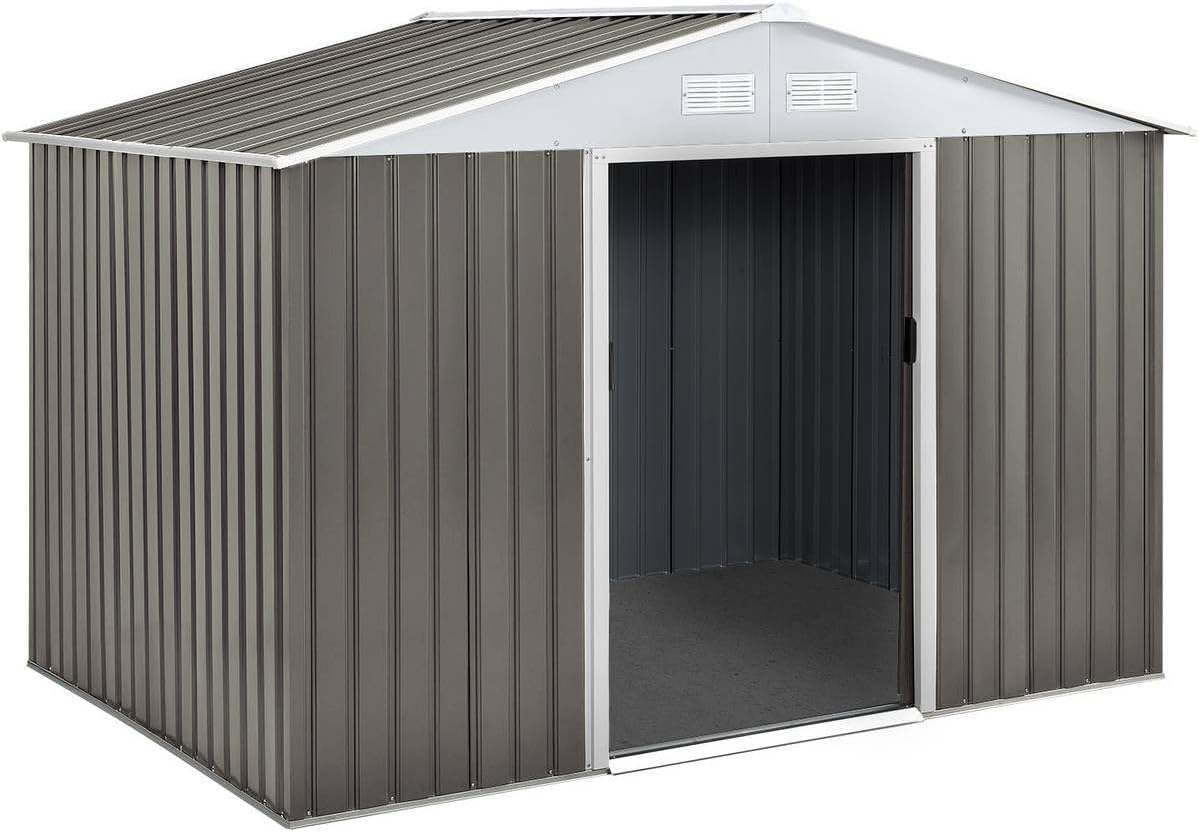 Abri de Jardin métal Dallas série, 4,07 m², couleur taupe