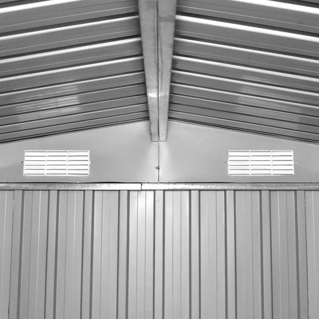 LAPOOH - Abri de jardin métal gris 257x205x178cm, rangement extérieur