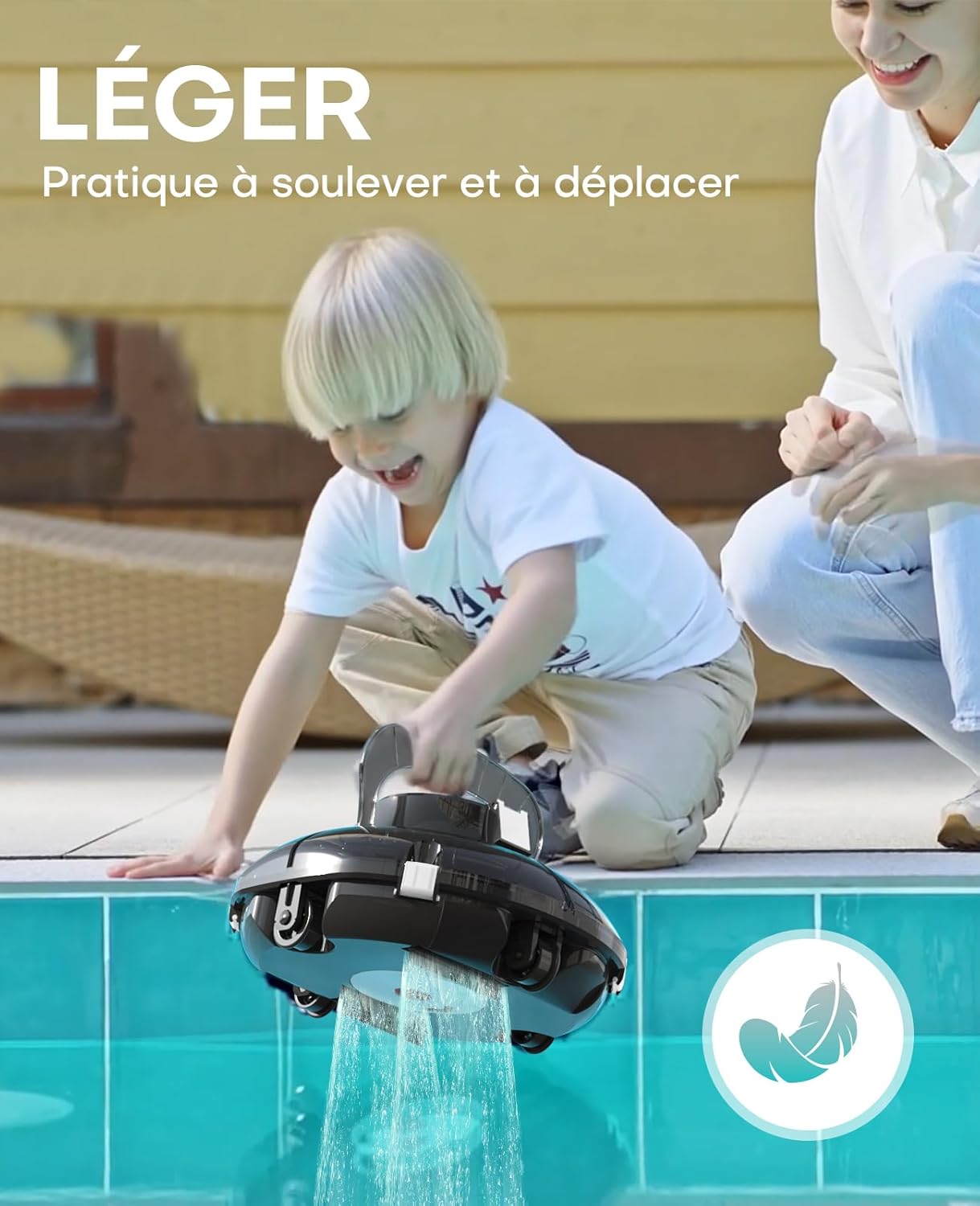 Winny - Robot piscine Winny 200 - 60m² - sans fil, double filtration, 75min