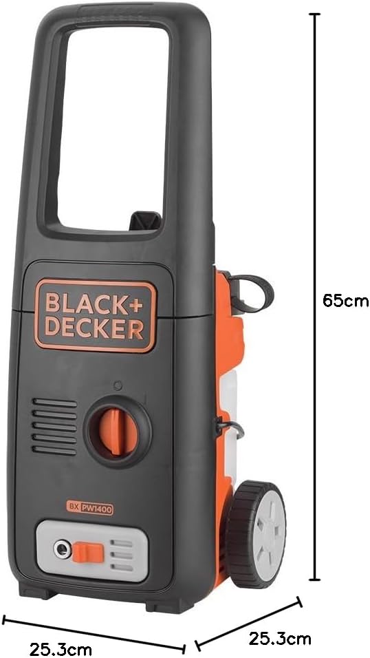 Black+Decker Nettoyeur Haute Pression BXPW1400PE avec Patio Cleaner et Brosse Fixe (1400 W, 110 Bar, 390 l/h)