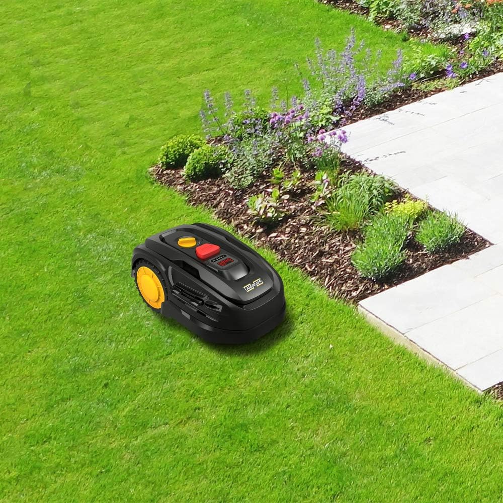 LANDXCAPE Kit Robot Tondeuse 300m² LX799 + Garage de Protection LA7000, Tondeuse Robot Sans Fil avec Installation Facile, Coupe Mulching 3 Lames, Retour Automatique, Abri Anti-Pluie Anti-Soleil Anti-V