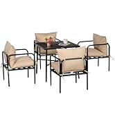Outsunny Salon de Jardin extérieur en Acier Ensemble Table et chaises 5 pièces avec 1 Table à Man...