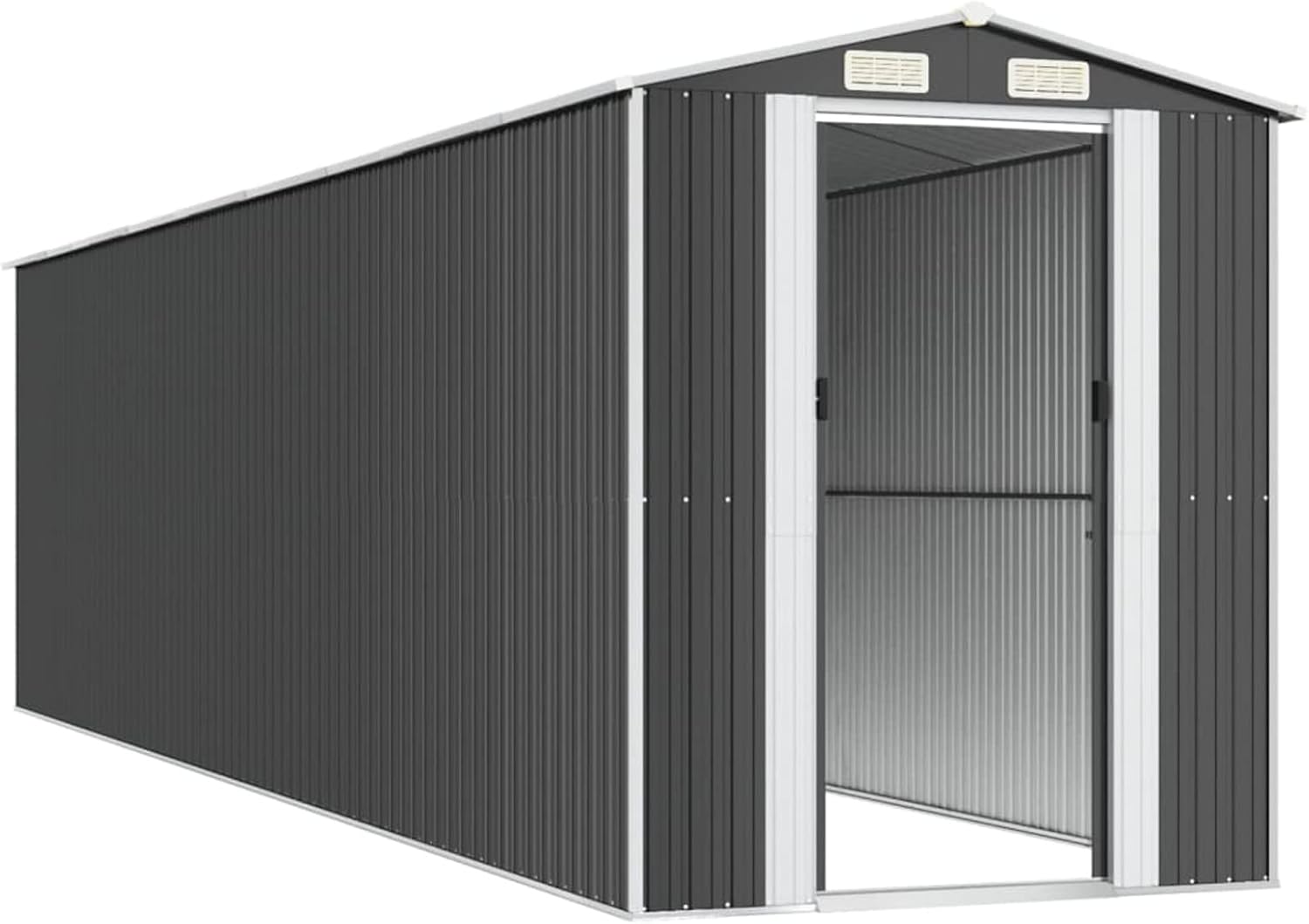 Homgoday Grand Cabanon de Jardin en Métal Gris Anthracite avec Porte Coulissante et Ventilation