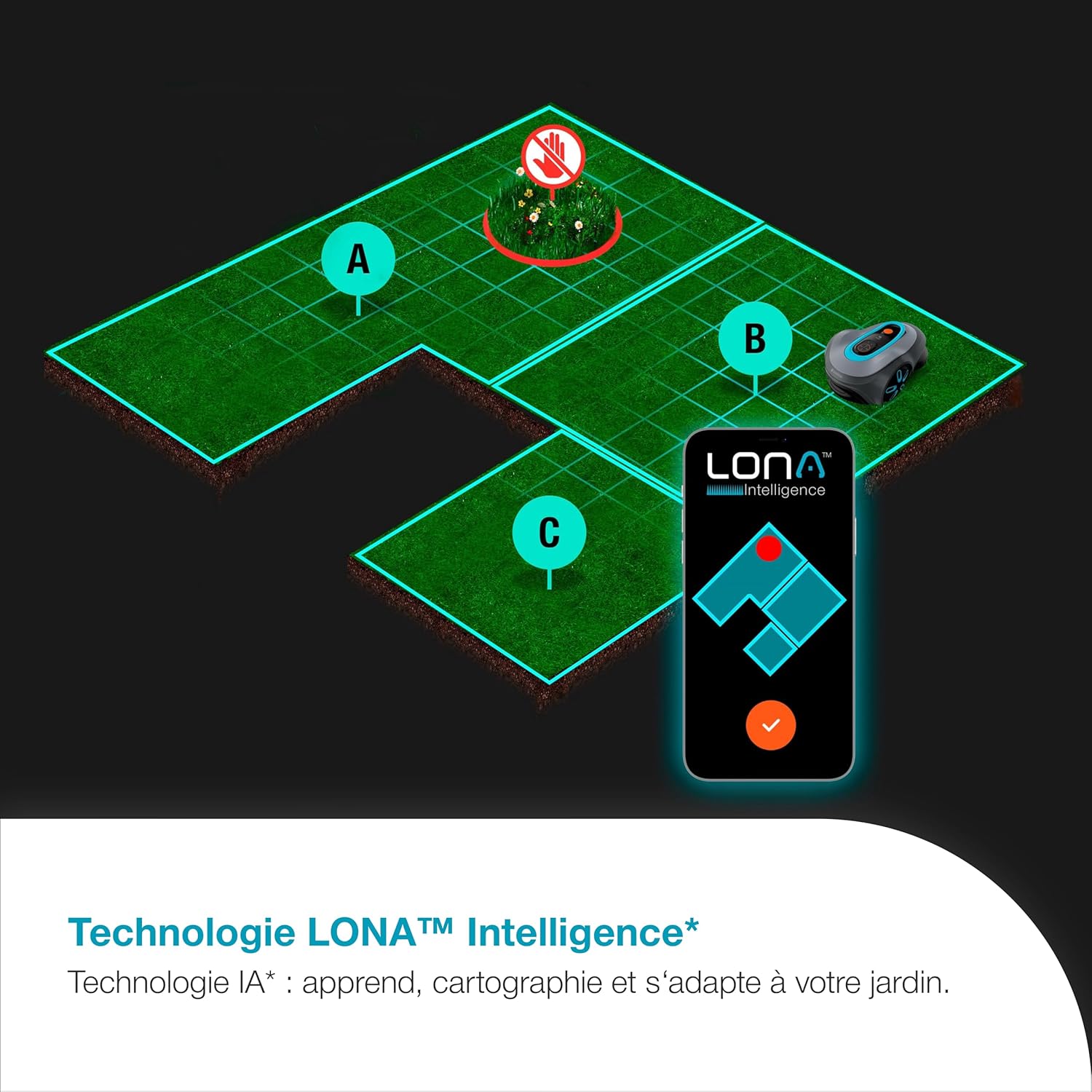Gardena - smart SILENO max - 1200 m² - LONA, silencieux, Trim-to-Edge, DuoConnect - 19902-26